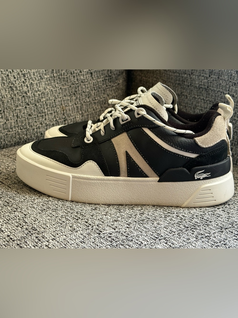 Lacoste Black and Cream Chunky Lace-Up Sneakers - Picture 2 of 5